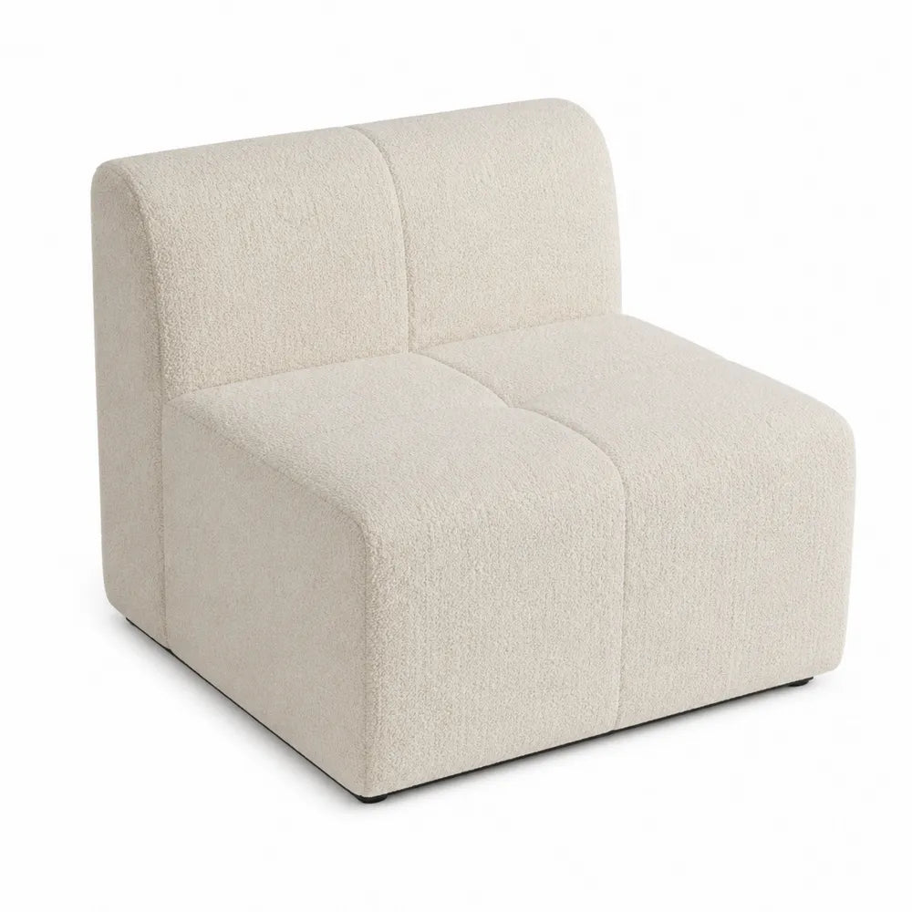Modular Fabric Sofa Sectional Square Polyester Cream 87x87x72 cm