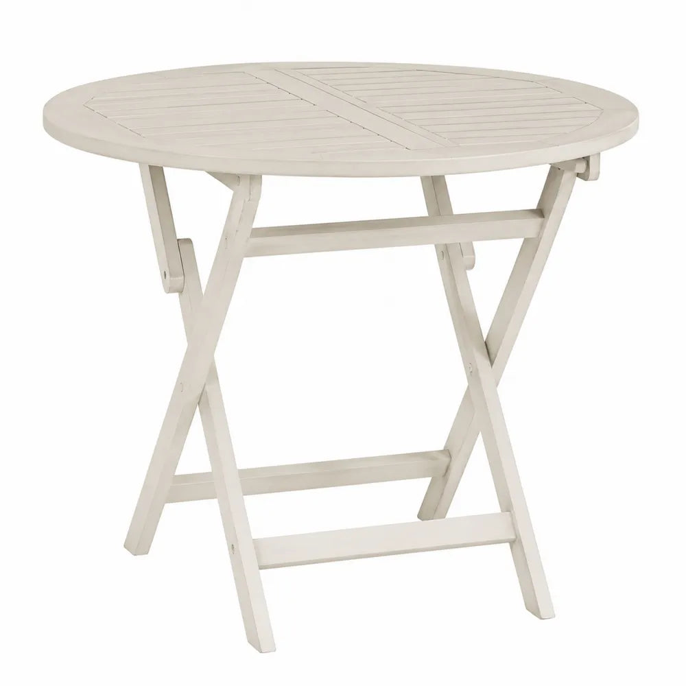 Round Folding Outdoor Dining Table Wood Beige 120 cm
