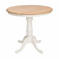 Round Dining Table with Oak Veneer Top and White Wood Base 100 cm Diameter