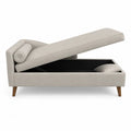 Beige Linen Upholstered Chaise Lounge with Storage and Wooden Legs