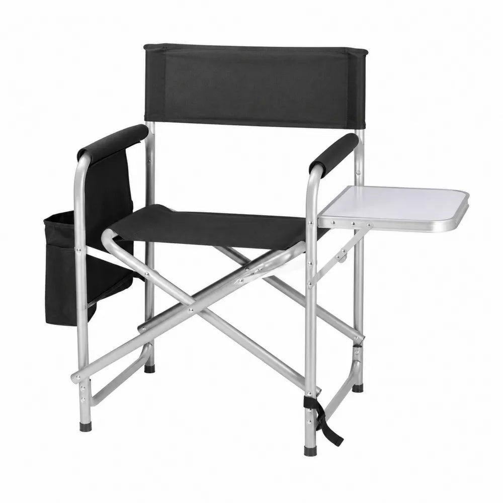 Aluminum Director Chair with Side Table and Polyester Fabric