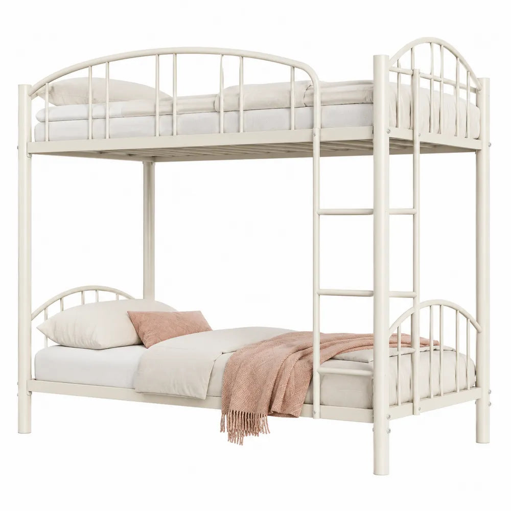 Metal Bunk Bed Twin Over Twin Cream