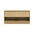 Oak Wood Storage Bench with 2 Drawers and 2 Shelves 100cm