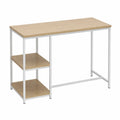 Rectangular Wood and Metal Desk with Shelves Natural and White 120cm x 60cm x 75cm