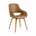 Brown Leather Dining Chair with Oak Wood Legs