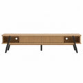 Wood TV Stand with Sliding Louvered Door and Metal Legs 200cm