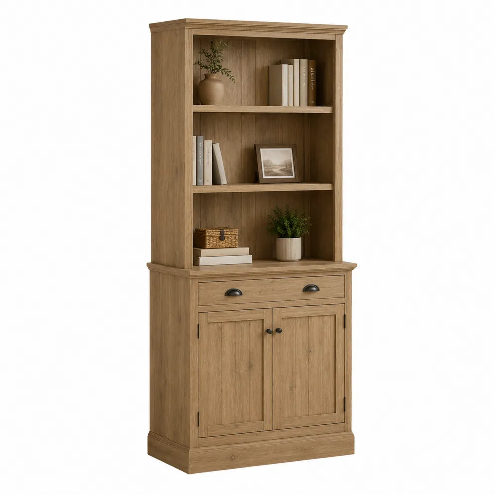 Engineered Wood Bookcase with Storage Cabinet and Shelves 180cm