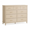Oak 9-Drawer Dresser with Metal Handles Beige 90cm High