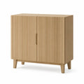 Oak Two-Door Wooden Cabinet with Shelves