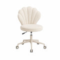 Shell Design Office Chair with Boucl¨¦ Fabric in Beige