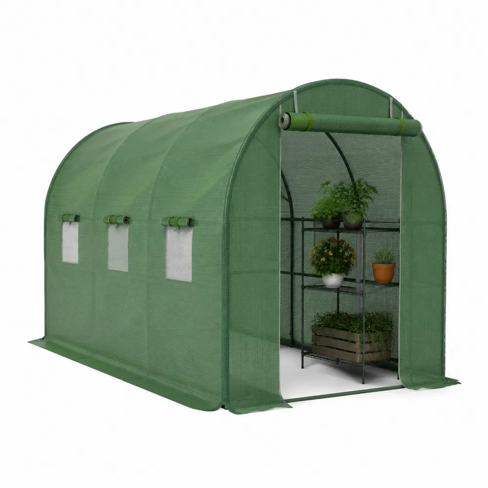 Walk-In Tunnel Greenhouse Steel Frame PVC Cover 3m x 2m x 2m