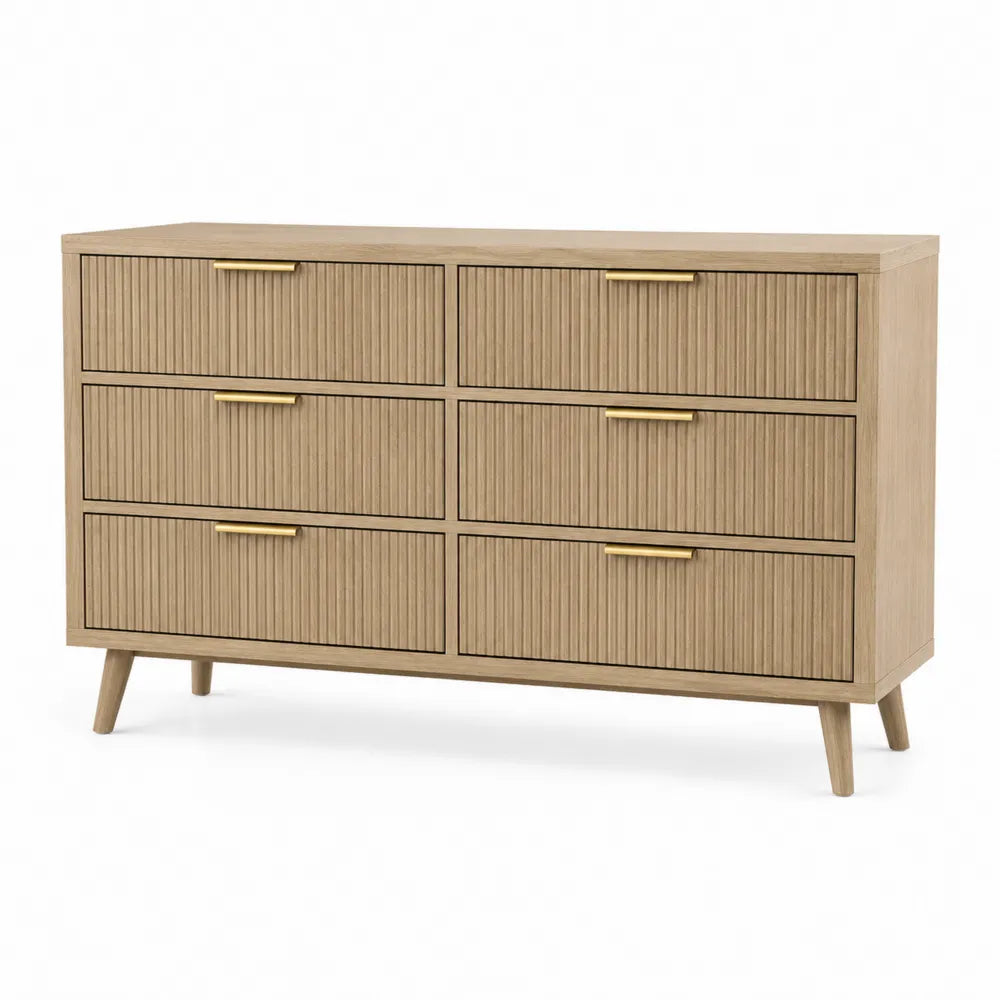 Wooden 6-Drawer Dresser Oak