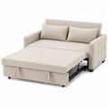 Convertible Sleeper Sofa Bed Polyester Linen Beige 200cm x 140cm