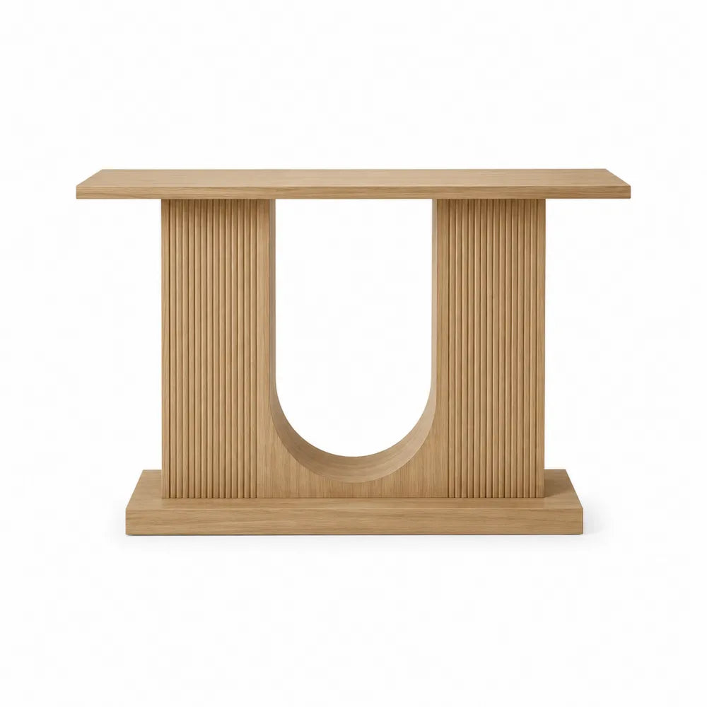 Oak Console Table with U-Shape Design Natural Finish 120cm