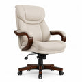 Office Chair Leather Ergonomic Swivel Beige 120 cm