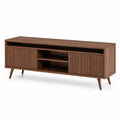 Walnut TV Stand with Slatted Doors 150cm