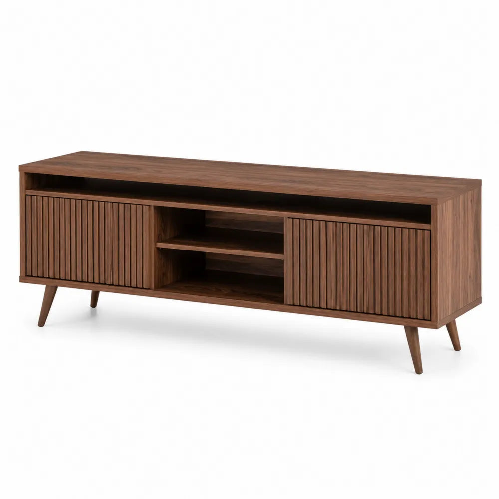 Walnut TV Stand with Slatted Doors 150cm