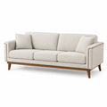 Three Seater Sofa Wood Polyester Blend Beige
