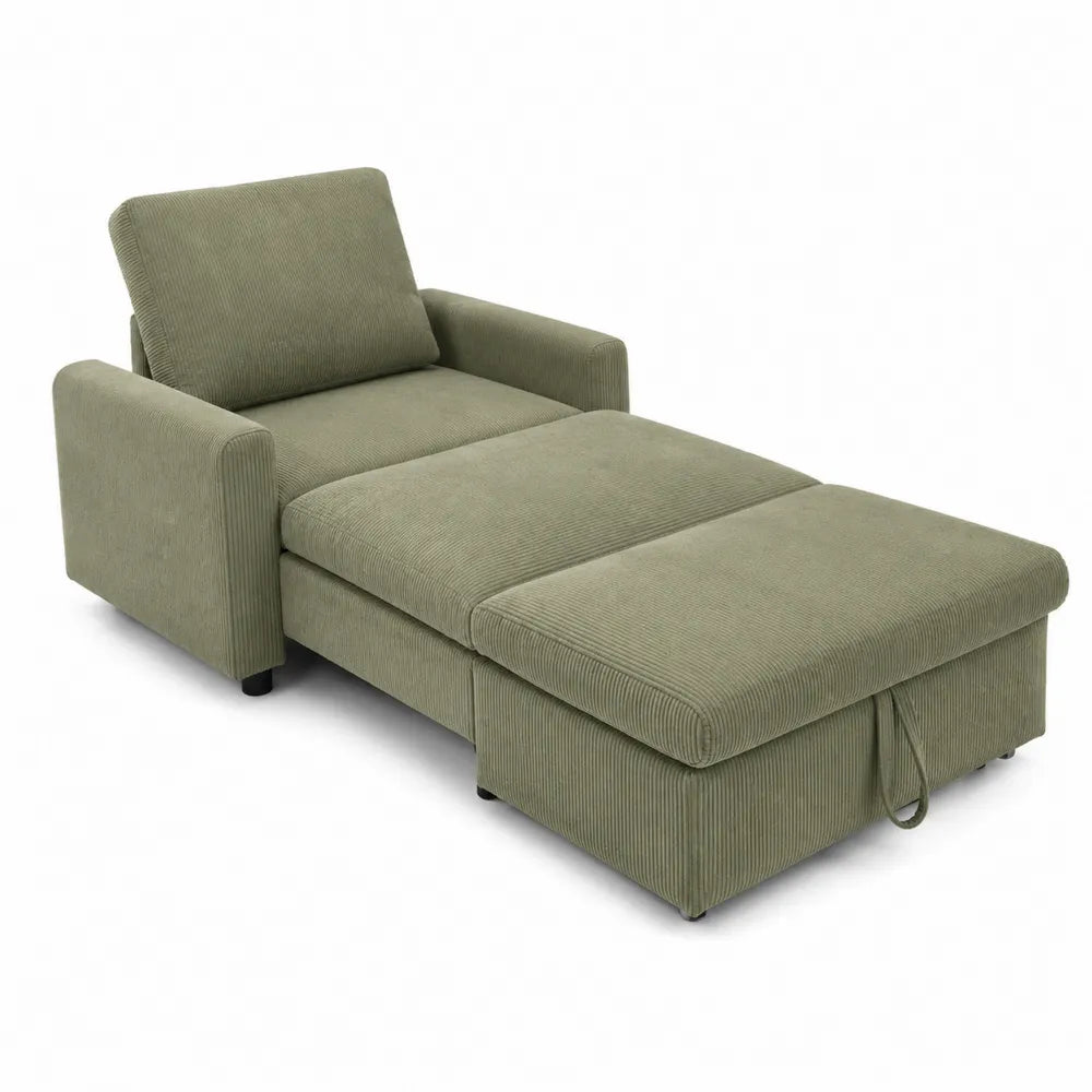 Convertible Sofa Bed Corduroy Olive Green 200cm