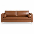 PU Leather Upholstered Sofa Brown 200cm