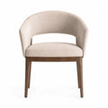 Fabric Upholstered Dining Chair with Curved Back and Walnut Legs