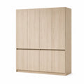 Natural Oak Wooden Wardrobe 6 Doors 200cm x 150cm x 60cm