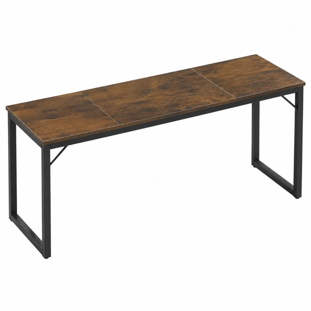 Rectangular MDF Metal Desk Brown 120cm x 40cm x 75cm