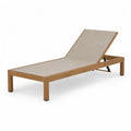 Adjustable Outdoor Lounger Teak Frame with Beige Textilene