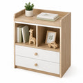 Wood Dresser with Open Shelves and Two Drawers Oak/White