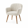 Sherpa Fabric Accent Chair Beige 80cm