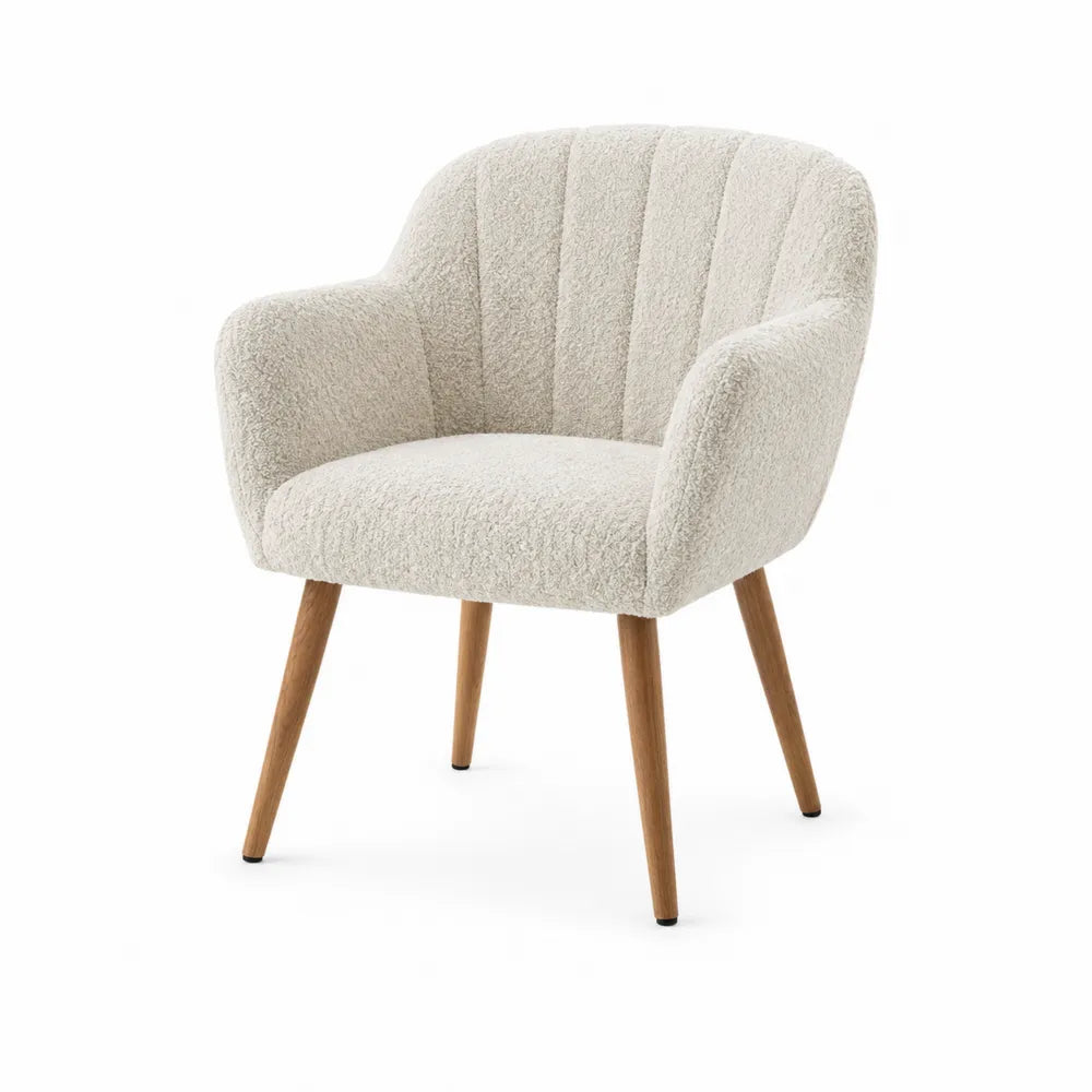 Sherpa Fabric Accent Chair Beige 80cm