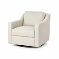 Swivel Armchair PU Leather Cream 85x85x90cm