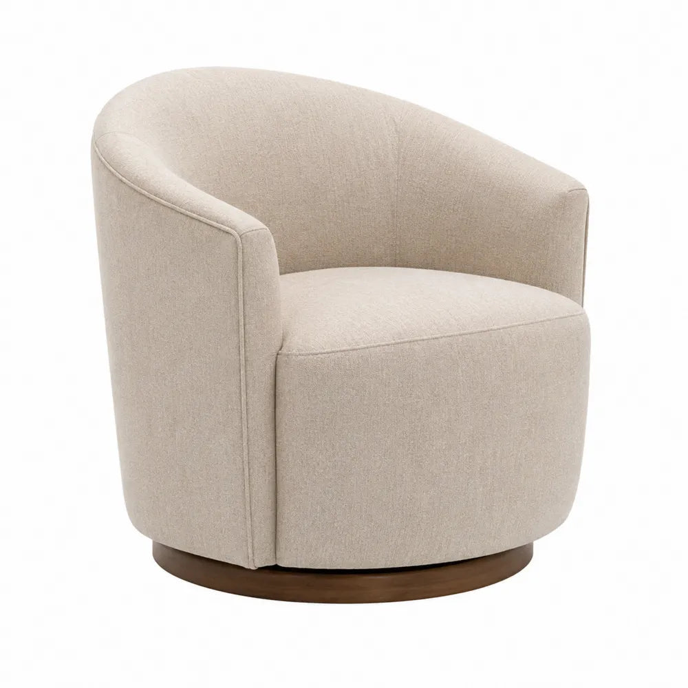 Beige Fabric Swivel Armchair