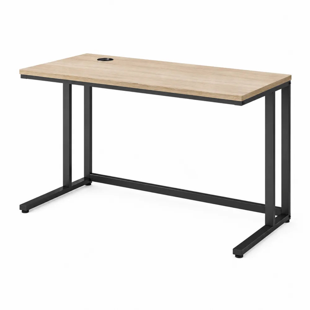 Wooden Office Desk with Metal Legs Natural/Black 120cm x 60cm x 75cm