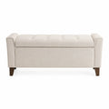 Wooden Leg Upholstered Polyester Storage Bench 120cm